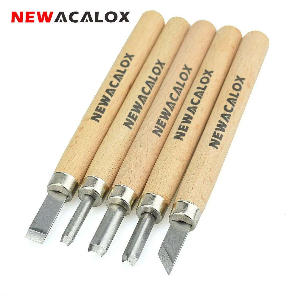 NEWACALOX 5 шт. резак по дереву ручной инструмент для резьбы долото дерева нож
