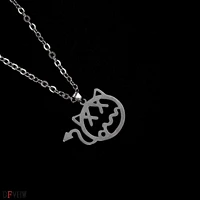 fashion silver little devil necklace stainless steel wild pendant jewelry gift punk party jewelry