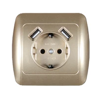 new usb wall socket for phone charge free shipping double usb port 5v 2a usb wall outlet usb outlet gold color e1 01j