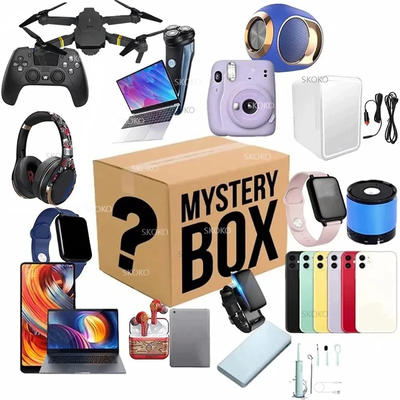 

Christmas Lucky Mystery Boxes Digital Electronic Surprise Such As Drones Watches Gamepads Digital Cameras Digital Clock Gifts