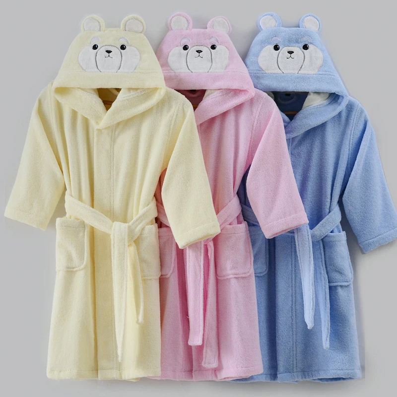 Roupão de Algodão Crianças dos Desenhos Meninas com Capuz Crianças Terry Toweling Robe Animados Menino & Inverno Banho Homewear L186