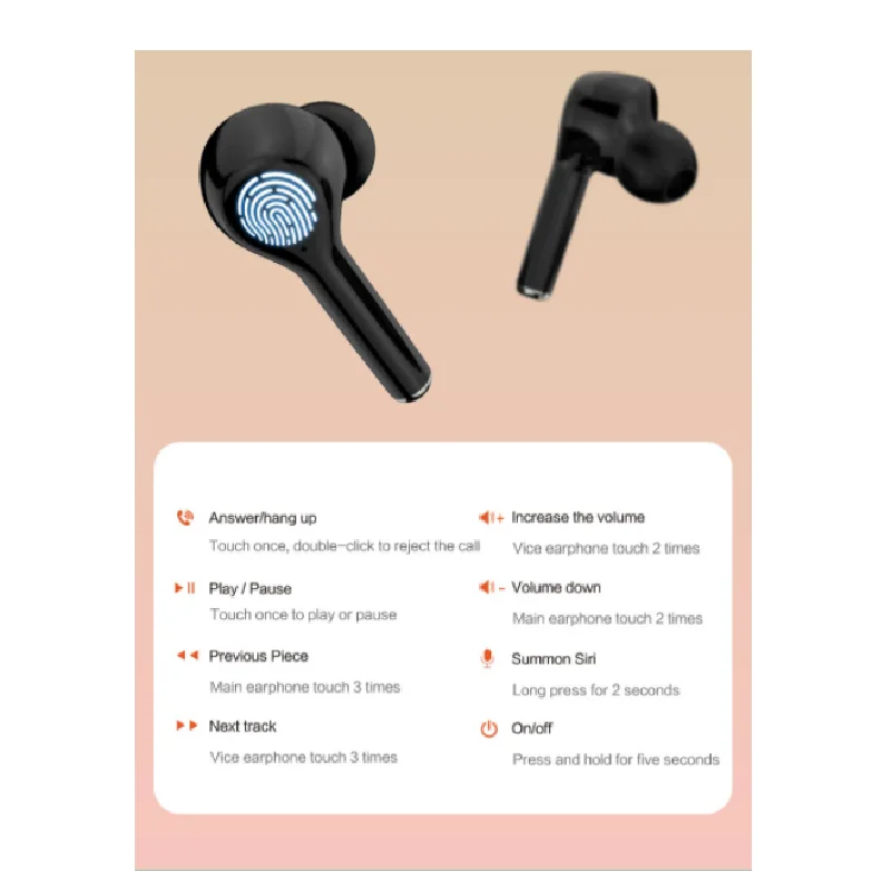 

TWS Bluetooth 5.0 headset wireless headset waterproof deep bass earplugs with microphone sports headset touch stereo headset