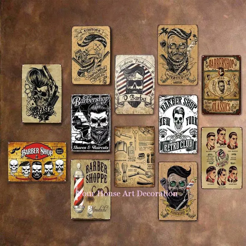 

Barber Shop Vintage Shabby Metal Tin Signs Plate Decoration Plaque Poster Wall Decor For Bar Pub Club Man Cave Tin Plates