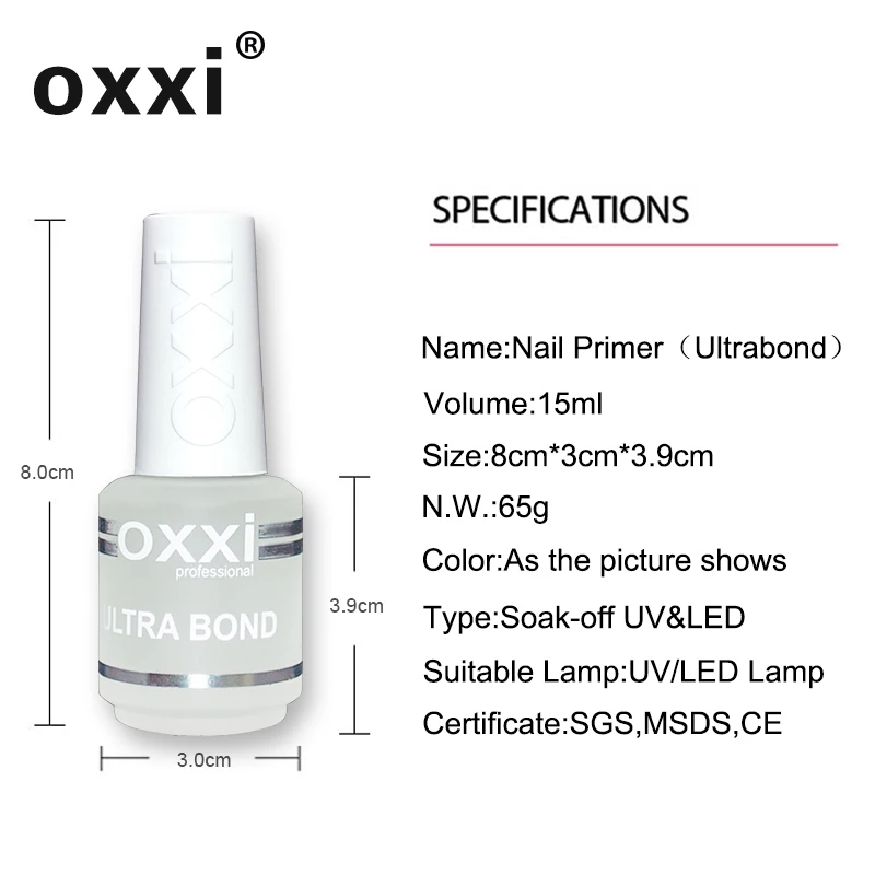 Oxxi 15 мл без кислоты праймер для ногтей осушитель Гибридный лак Перманентный лак для ногтей обезжиривающий базовый слой маникюрный набор геля