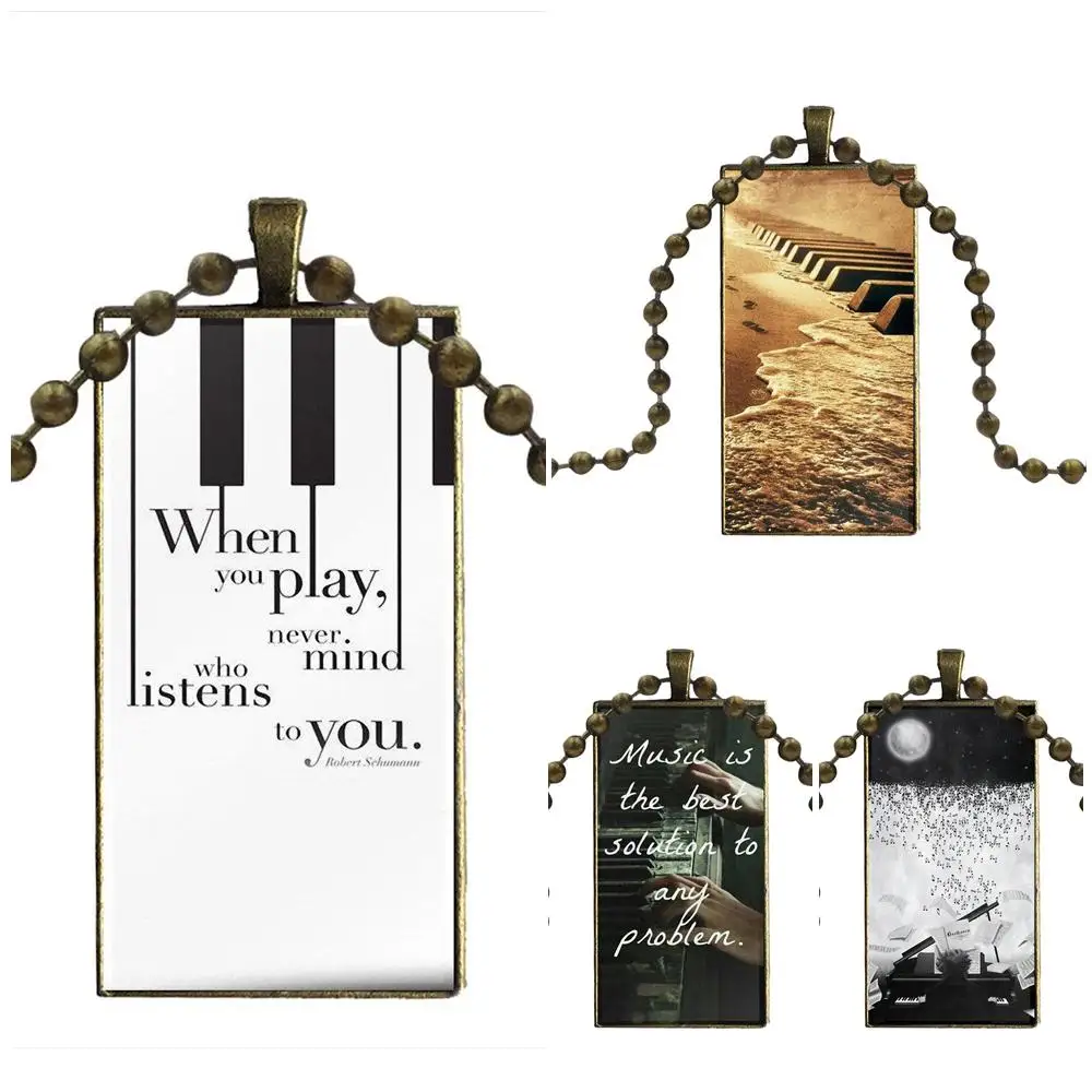 Ожерелье модное длинное с цепочкой и прямоугольным украшением для женщин, ручная работа девушек, программное обеспечение для музыки, пианино, штекер на.