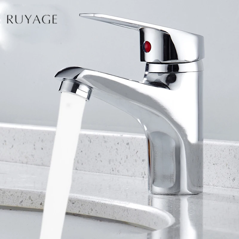 

RUYAGE Bathroom Basin Faucet Chrome Single Handle Kitchen Tap Faucet Mixer Hot and Cold Water Hose Chrome Bathroom Accessory
