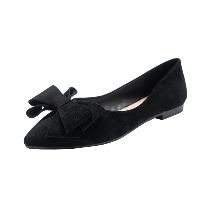 

Spring 2021 new Korean version of bow pointed shallow mouth women's shoes women's simple low heel work shoes