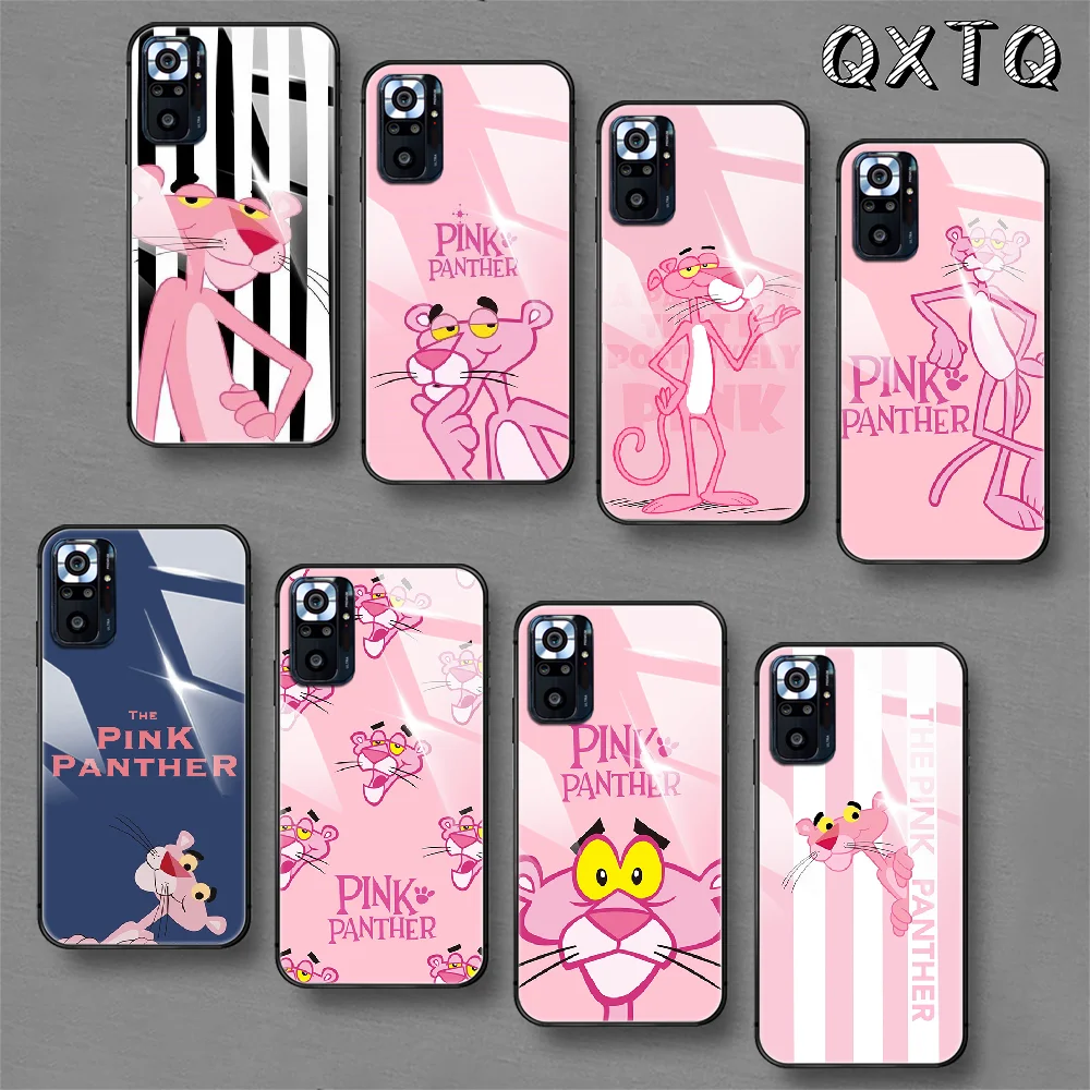 

Pink Panther Cute Cartoon Tempered Glass Smart Phone Case For Xiaomi Redmi Note 7 8 9 10 K 30 40 S A C T 5G Pro Cover Cell