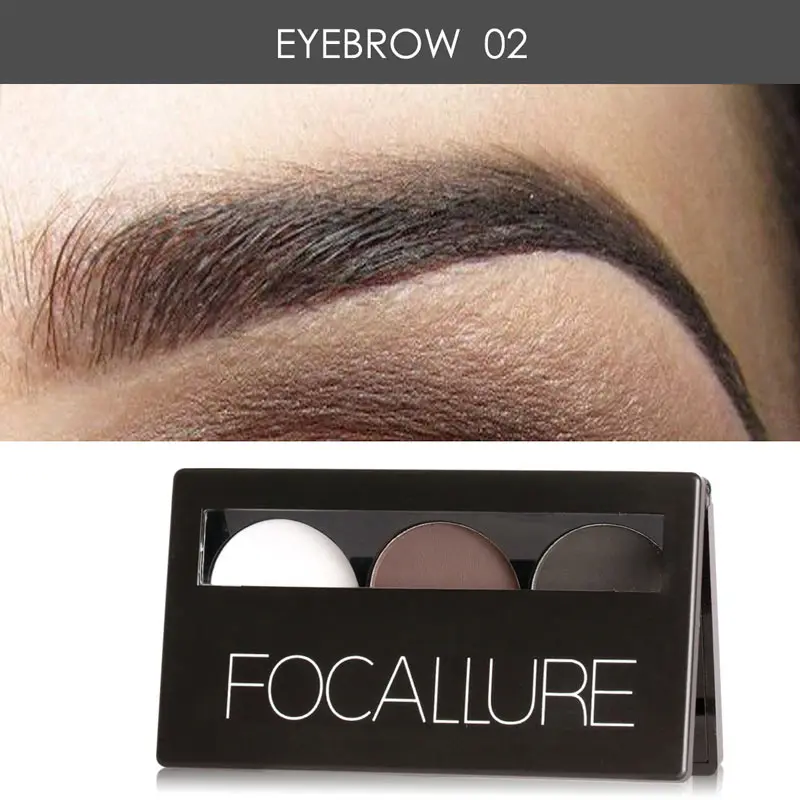 Focallure Eyebrow Powder 3 Colors Eye brow Palette Waterproof and Smudge Proof With Mirror Brushes Inside | Красота и здоровье