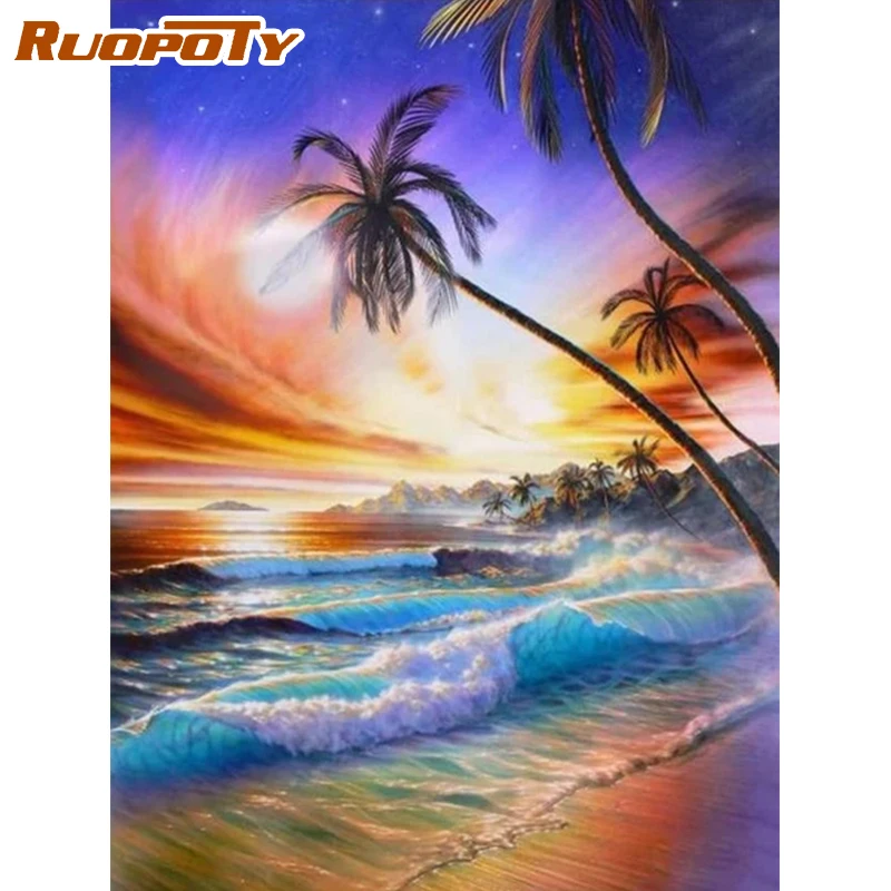 Фоторамка RUOPOTY Diy живопись по номерам песчаный пляж Раскраска Акриловая Живопись