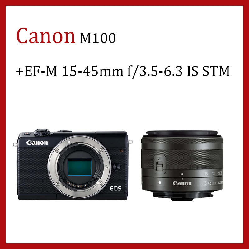 

Canon EOS M100 с объективом 15-45 мм STM с одним объективом беззеркальный Автофокус/Автоматическая экспозиция цифровая камера
