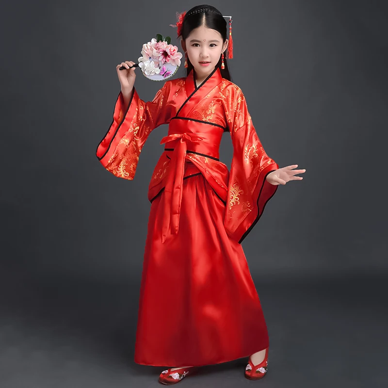

Chinese Traditional Fairy Costume Ancient Han Dynasty Hanfu kids Princess Clothing National Stage Dress Folk Dance Dress