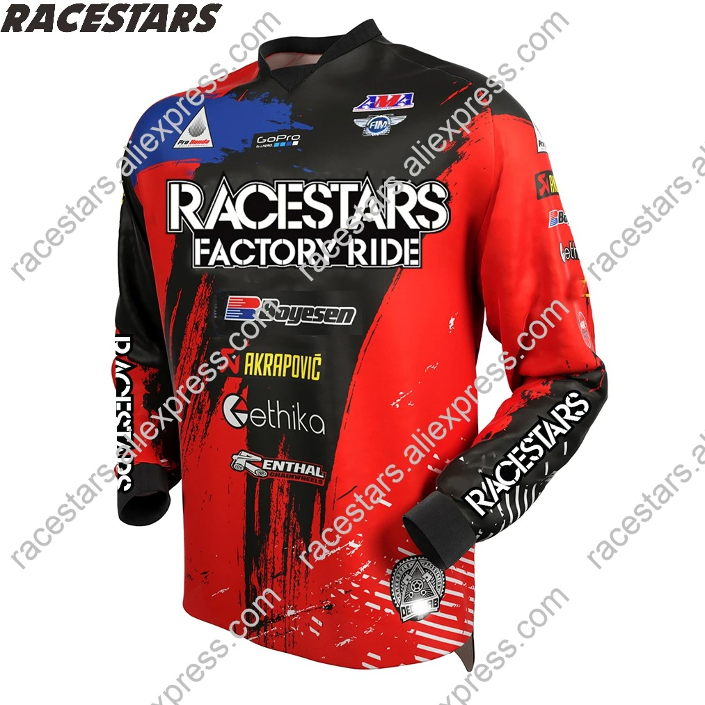 Велосипедная футболка RACESTARS для езды на горном велосипеде по бездорожью | Спорт и