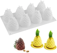 3d pine cone silicone baking mold suitable for candle mousse cake french dessert 8 cavities white cake decoration