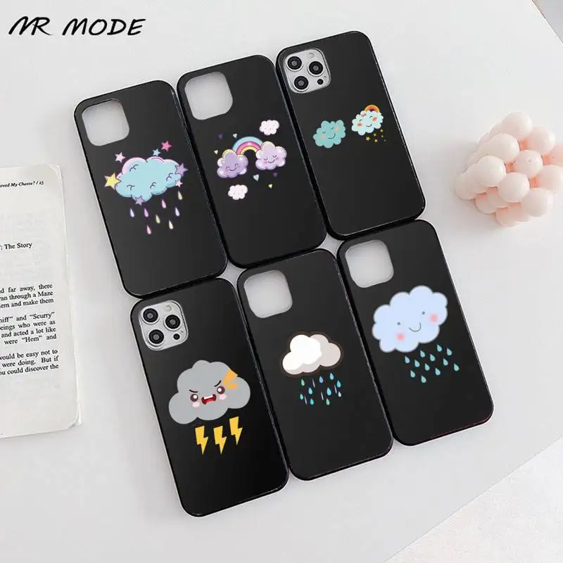 

Cartoon cloud cute Rainbow Phone Case Candy Color for iPhone 6 7 8 11 12 s mini pro X XS XR MAX Plus