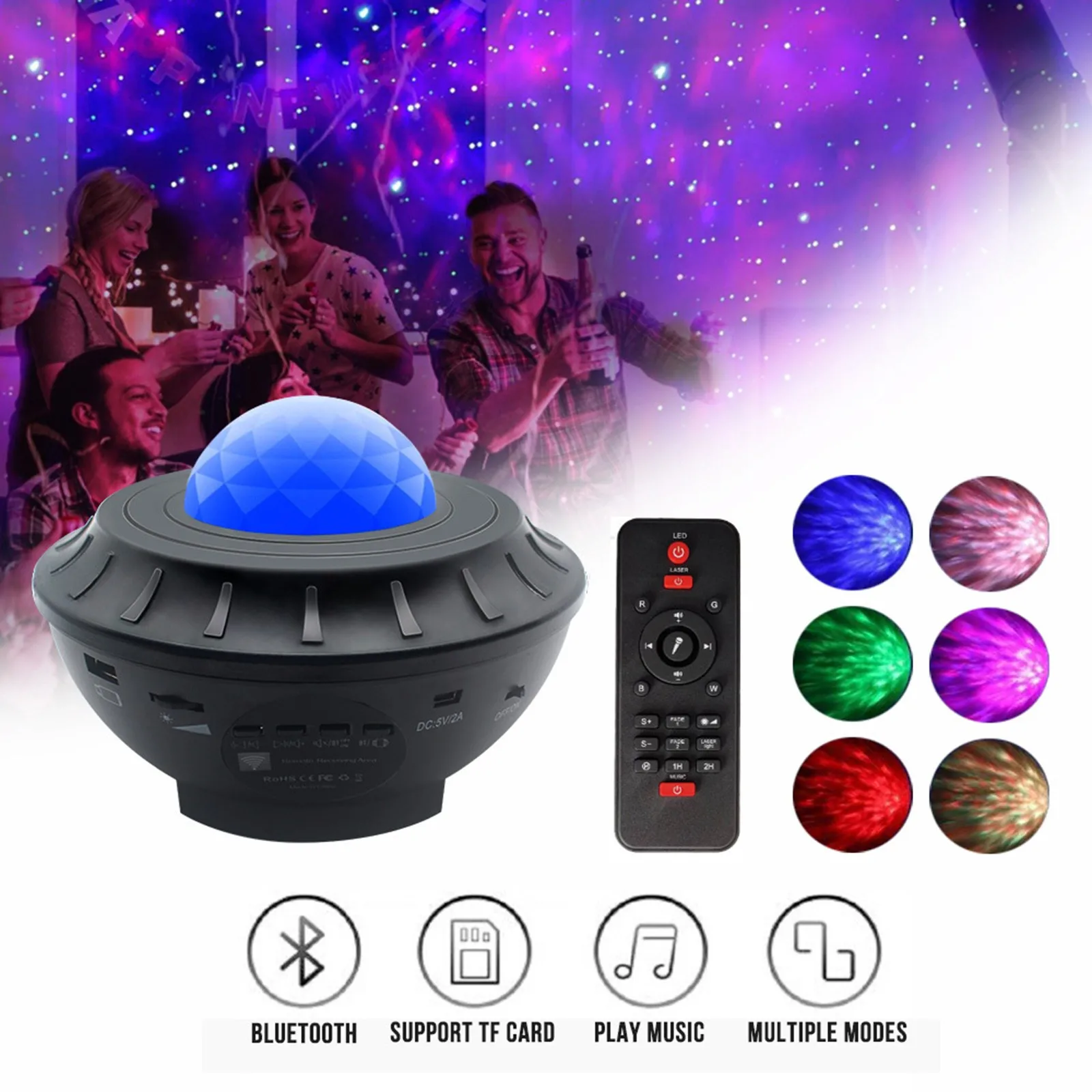 

Colorful Starry Sky Ocean Projector Night Light Skylight Projector Led Lamp Nebula Light Bluetooth Music Speak Room Party Decor