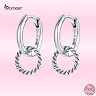 Bamoer 2021 летние простые двойные кольца с пряжкой для ушей Классические женские серьги из стерлингового серебра 925 пробы элегантные ювелирные изделия на день рождения GXE1199