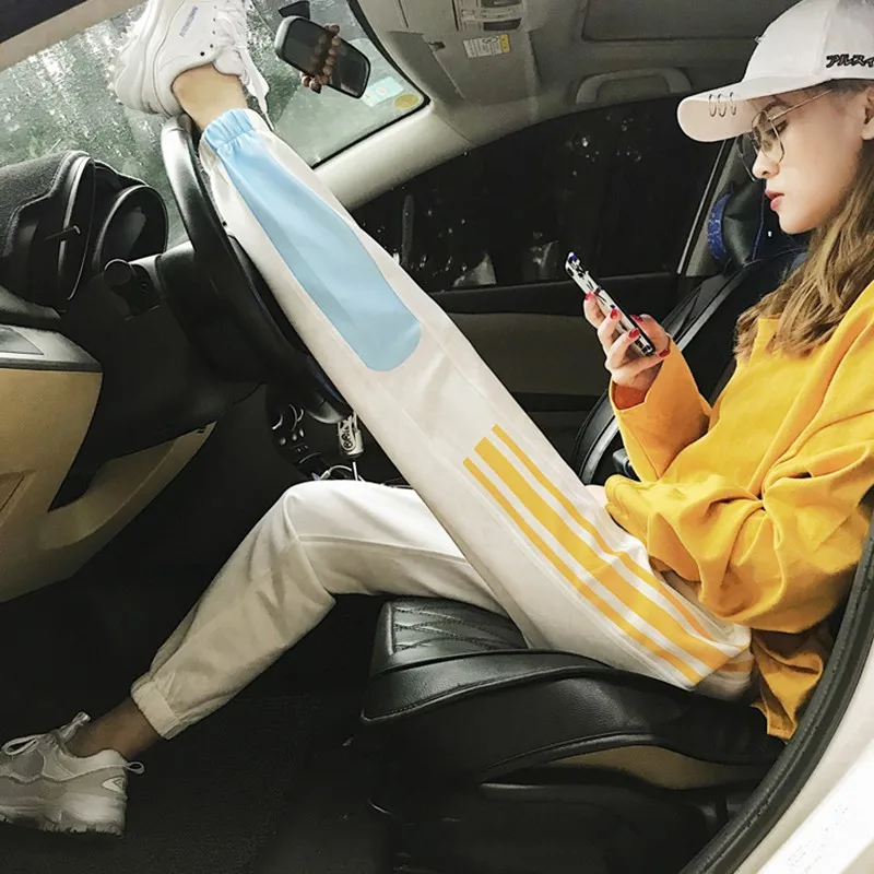 Женские повседневные свободные брюки до щиколотки с карманами в стиле Харадзюку