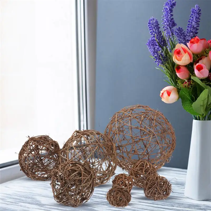 

8pcs Party Home Decorative Rattan Balls Creative Photo Props DIY Decor Balls