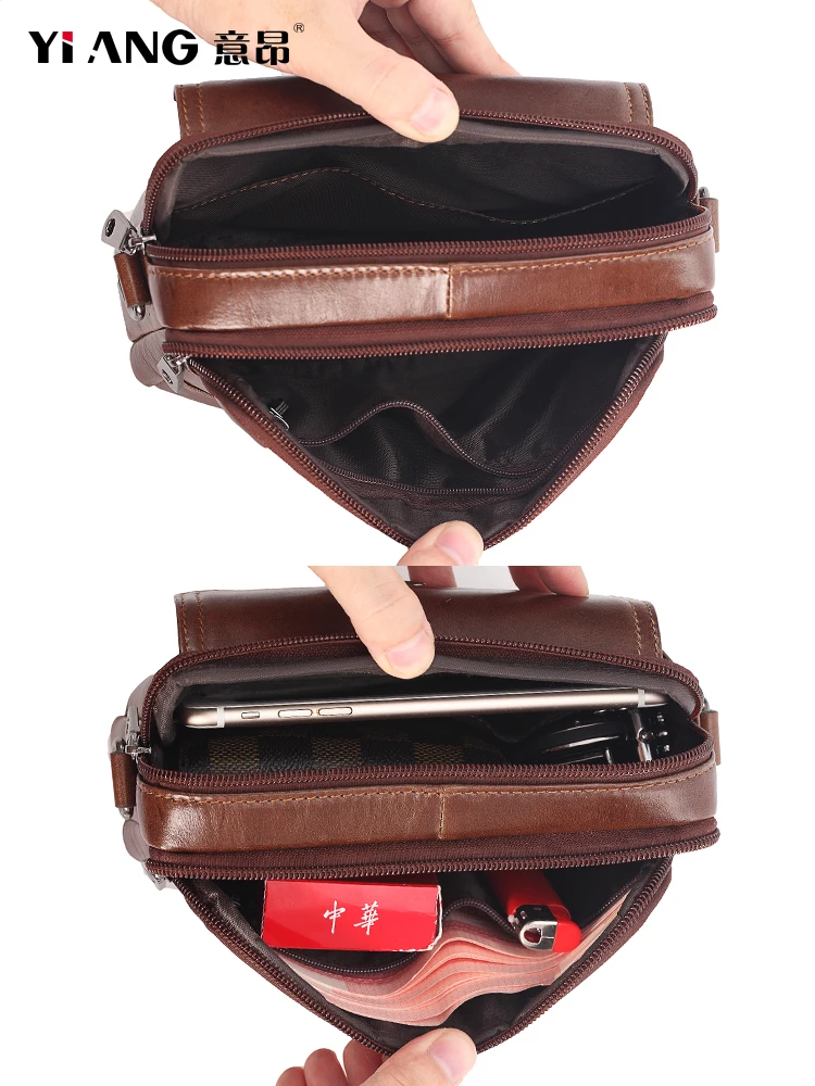 Сумка-мессенджер мужская из натуральной воловьей кожи маленький саквояж на