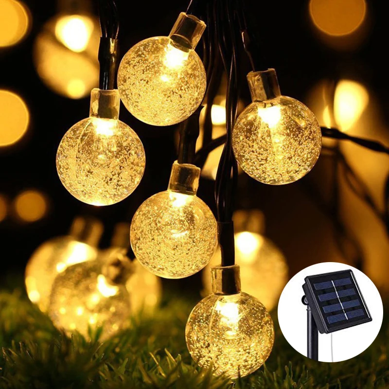 

СВЕТОДИОДНАЯ Гирлянда в виде хрустального шара на солнечной батарее, рождественское и свадебное украшение, светильник личный водонепрониц...