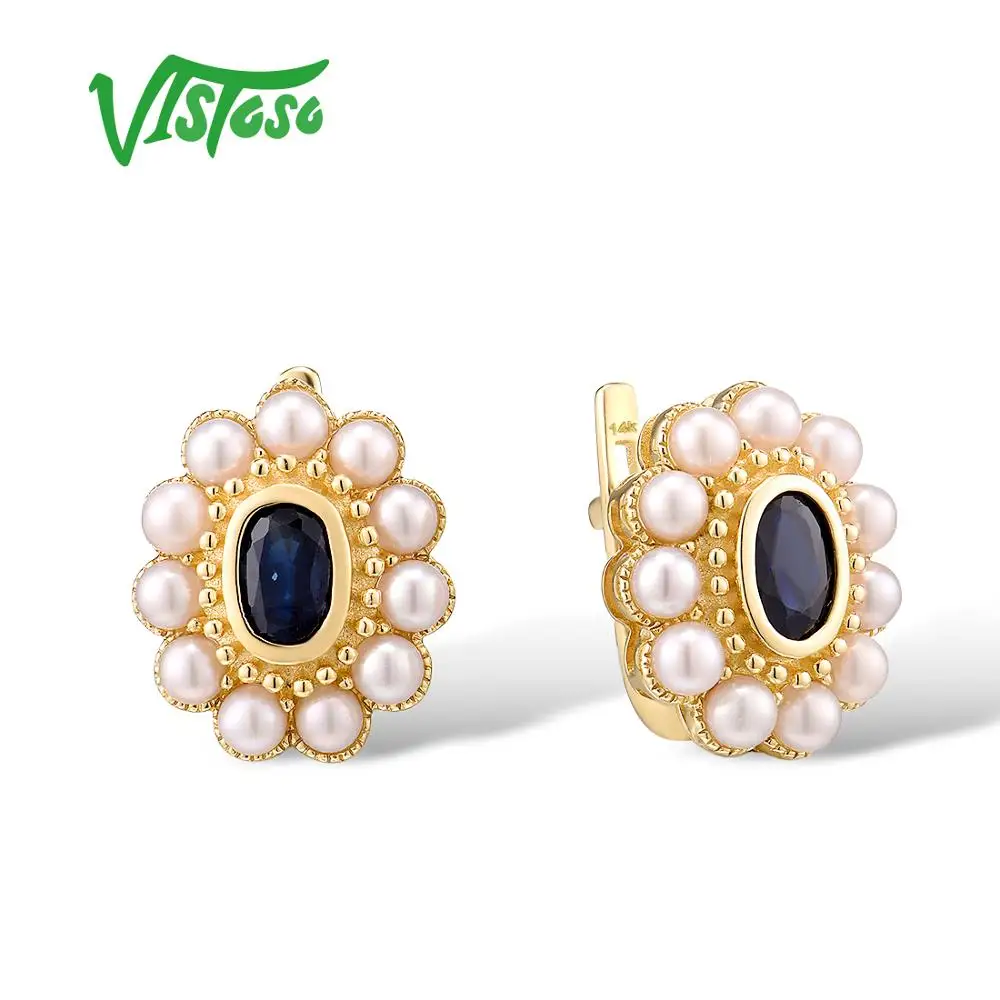 Женские Золотые сережки с жемчугом VISTOSO жемчужные ювелирные украшения из