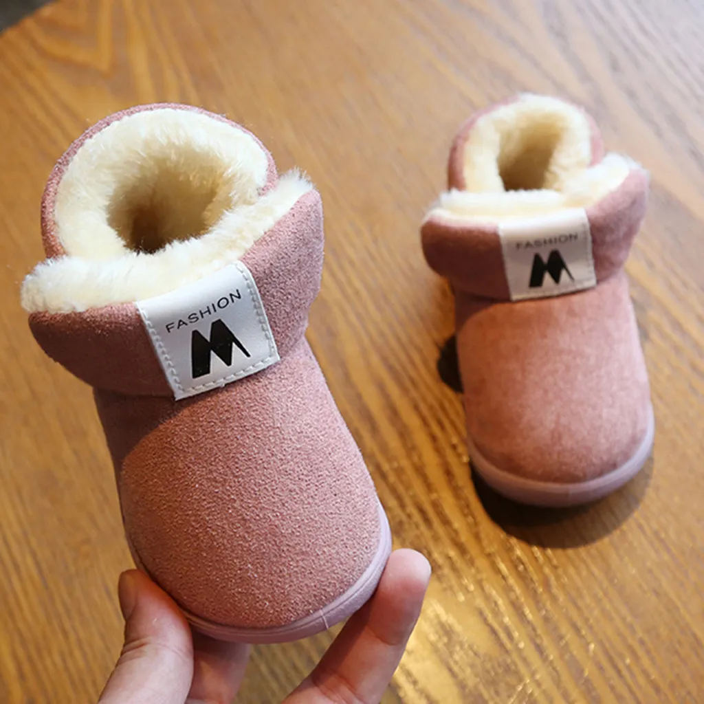 2019 Детские однотонные зимние теплые нескользящие спортивные ботинки на плоской