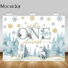 Mocsicka фон для первого дня рождения ребенка зимний Onederland лес Снежинка один день рождения Фотофон для студийной фотосъемки