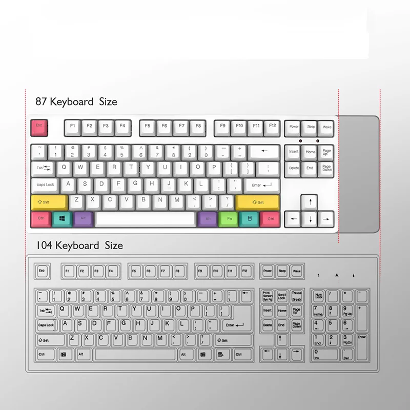 gaming mechanical keyboard 87 keys game blue red brown switch color backlit wired keyboard for pro gamer laptop pc free global shipping