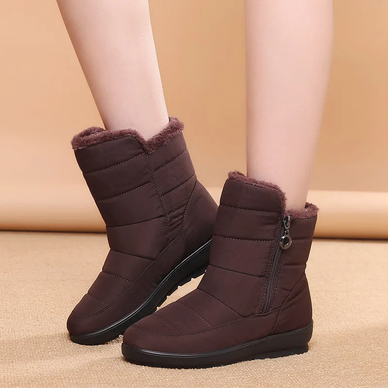 2019 женские зимние ботинки теплые меховые на платформе с хлопковой подкладкой