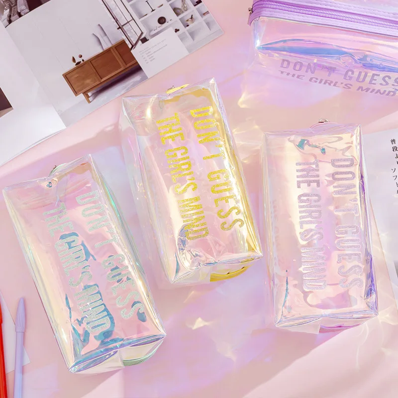 Чехол для карандашей большой емкости голографический прозрачный | Канцтовары