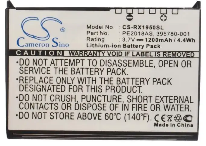 Cameron sino 1200 мА/ч, батарея для hp iPAQ RX1900 RX1950 RX1955 35H00063-00M 395780-001 398687-001 399858-001 аккумулятор большой емкости HSTNN-H09C-WL