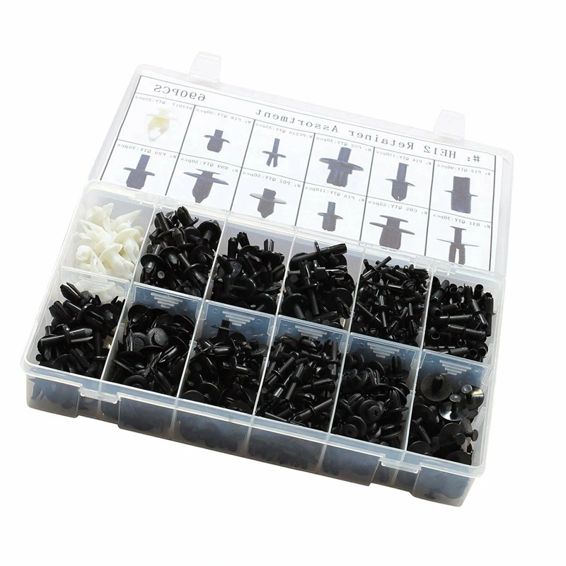 690Pcs Car Body Push Pin Rivet Trim Panel Fastener Clip Moulding Assortment+Tool |