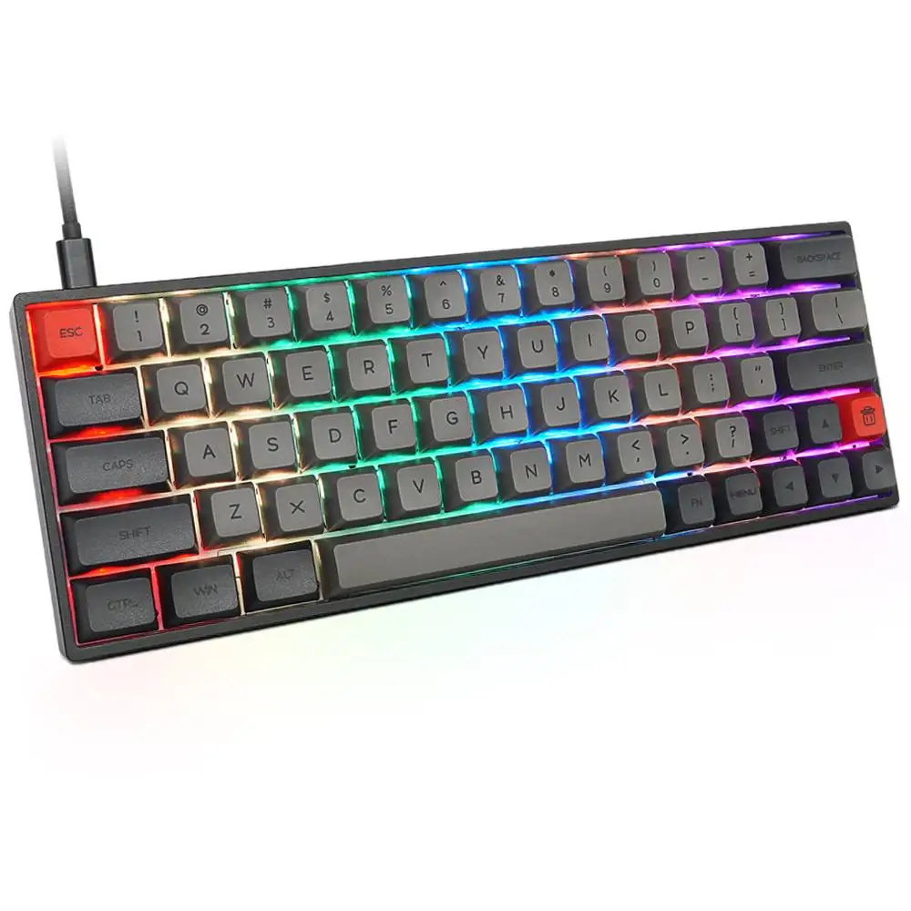 SK64S RGB Backlit Mechanical Gaming Keyboard 64Key NKRO bluetooth5.1 Type-C Dual-Mode PBT Keycap Gateron Optical Switch |