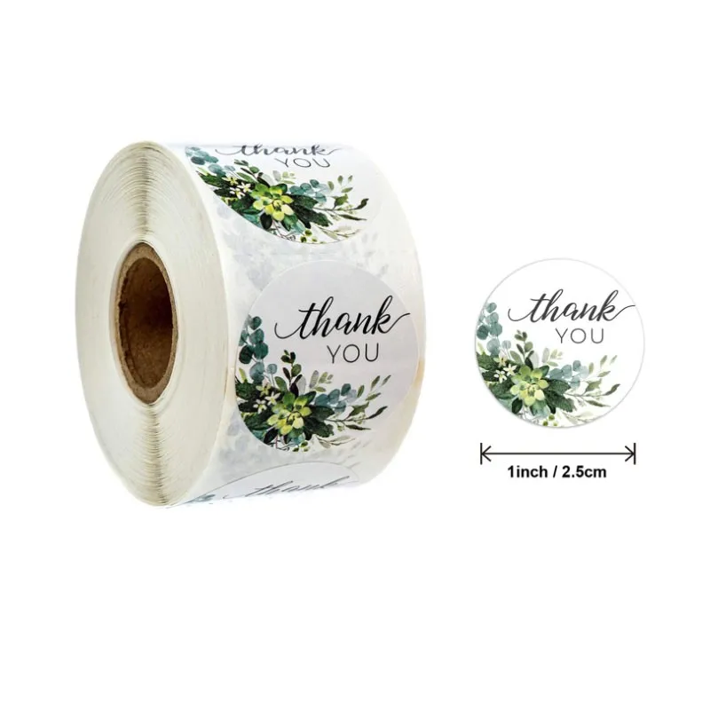 

500Pcs Round Floral Thank You Stickers Seal Labels for Wedding Favors and Party Handmade Stickers Envelope Stationery Sticker