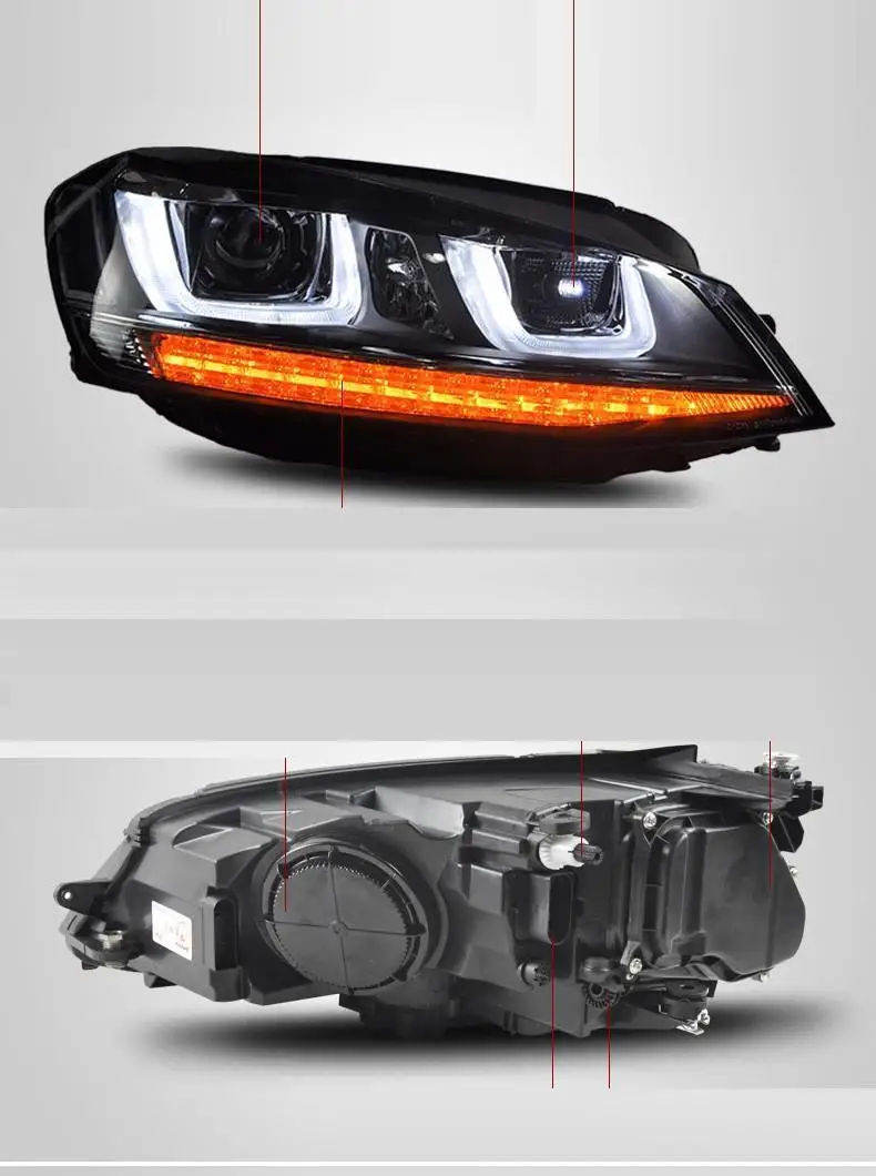 Drl Automovil Запчасти для укладки Neblineros Led Para Автомобильные фары Задние Автомобильные фары в сборе 14 15 16 17 для Volkswagen Golf 7