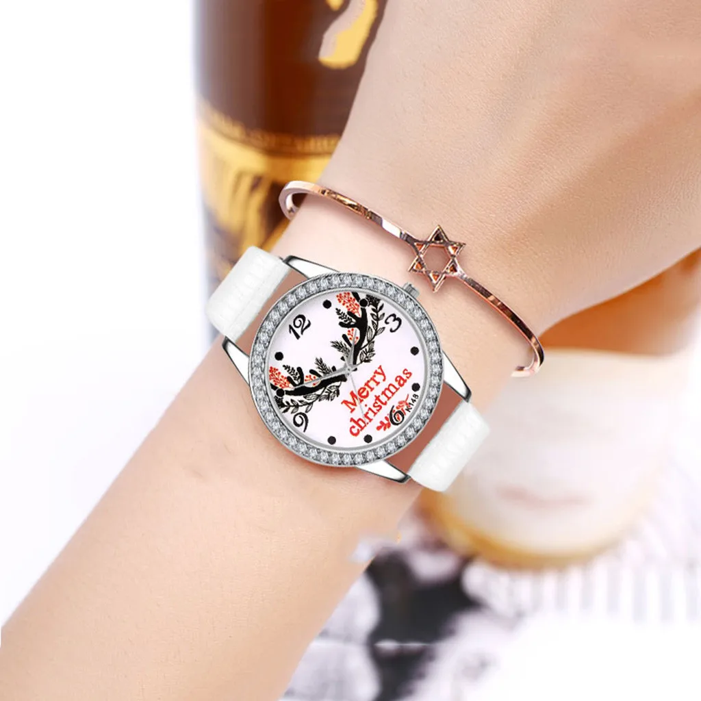 

Часы для женщин стильные Роскошные наручные часы с бриллиантами Рождественский подарок Печатный циферблат цифровые весы наручные часы жен...