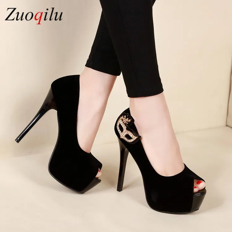 Новые 14 см Туфли с очень высокими каблуками стразы Свадебная обувь на платформе