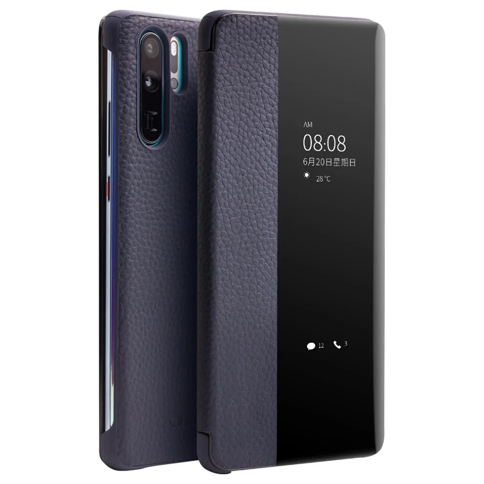 QIALINO Роскошный чехол для телефона из натуральной кожи для huawei P30 Pro Ультра тонкий смарт-чехол для huawei mate 30 Pro - Цвет: Blue