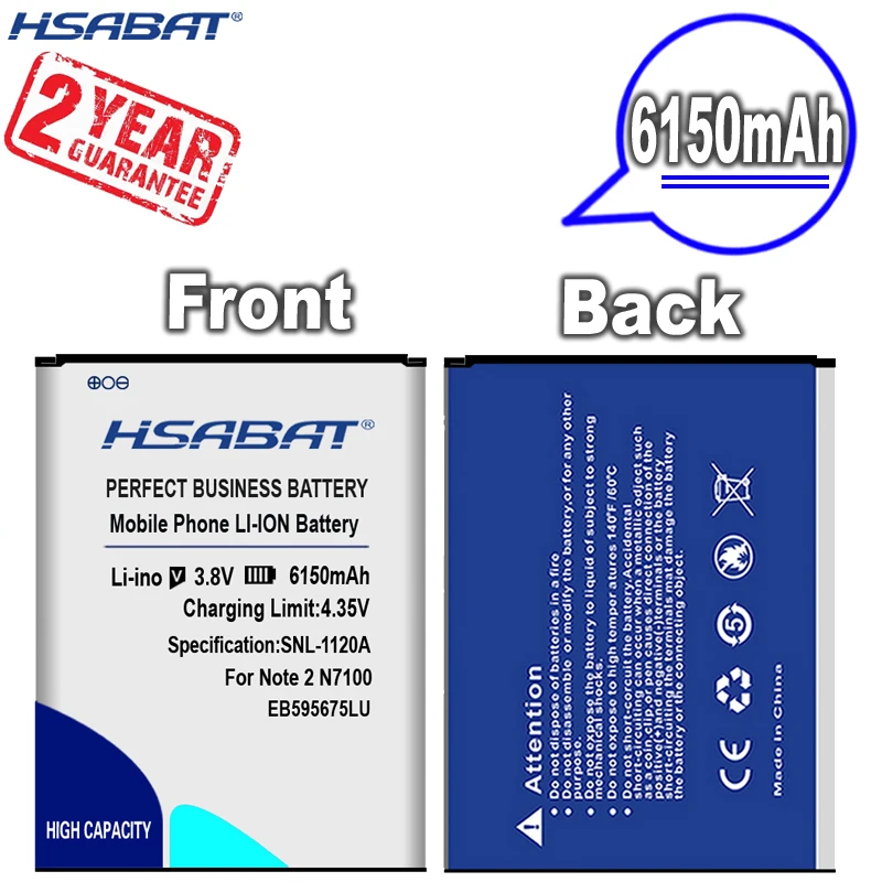 Новое поступление 6150mAh EB595675LU аккумулятор для Samsung Galaxy Note 2 N7100 E250 LTE N7105 N7102 T889 L900 Verizon