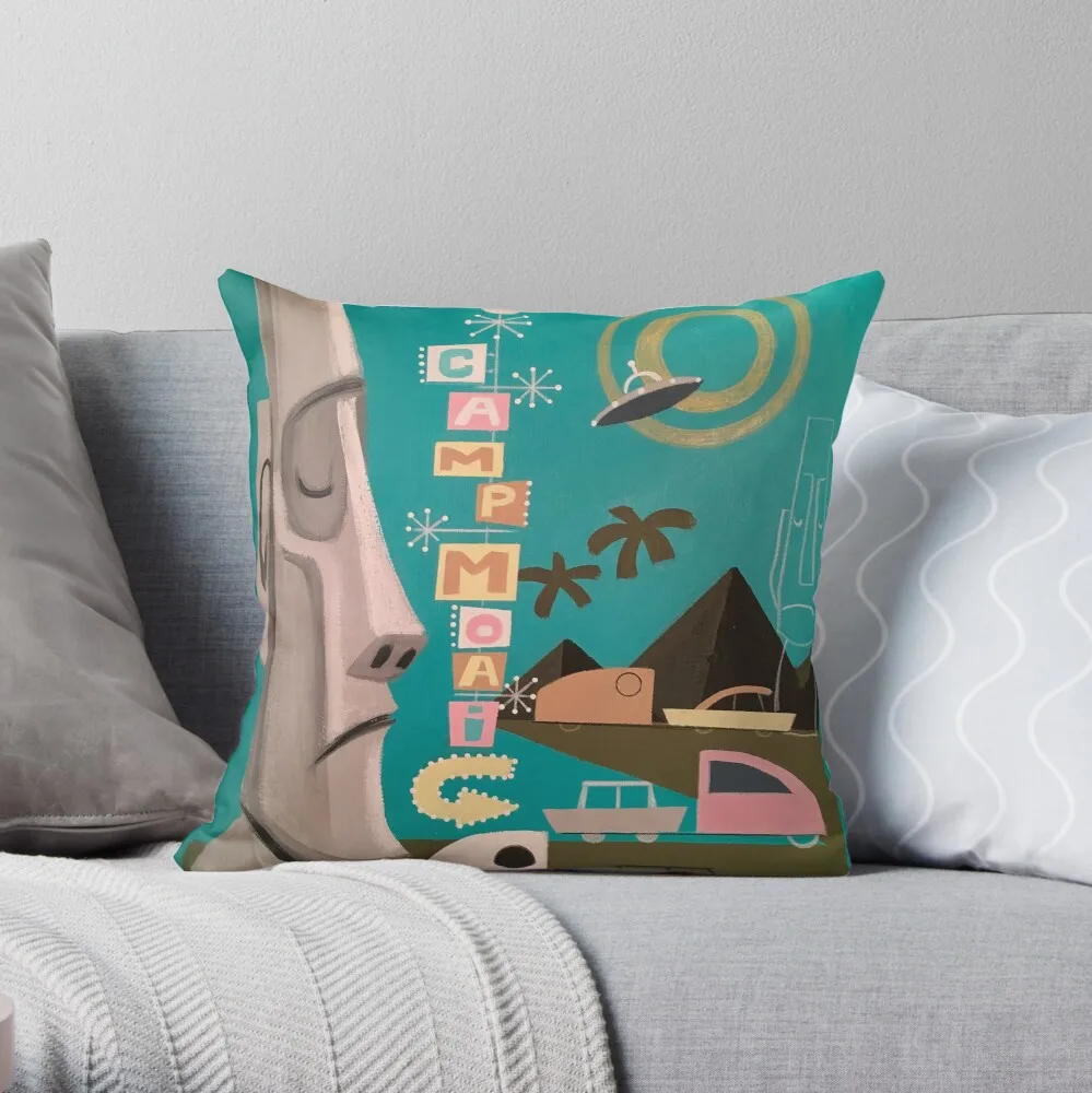 

Camp Moai Throw Pillow Pillow Case Polyester Home Decora Pillowcases Throw Pillow Case kussensloop almohada poszewka