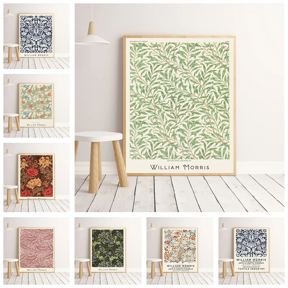 

Abstract William Morris Flower Leaf Plant Wall Art Canvas Painting Nordic Posters And Prints Wall Pictures For Living Room Decor