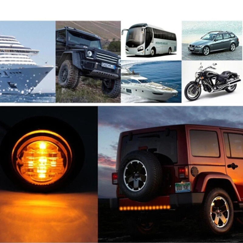 

10Pcs 12V 24V Side Marker Lights For Car Decorative LED Running Lights Truck Boat Trailer SUV RV Clearance Lamps Red Amber White