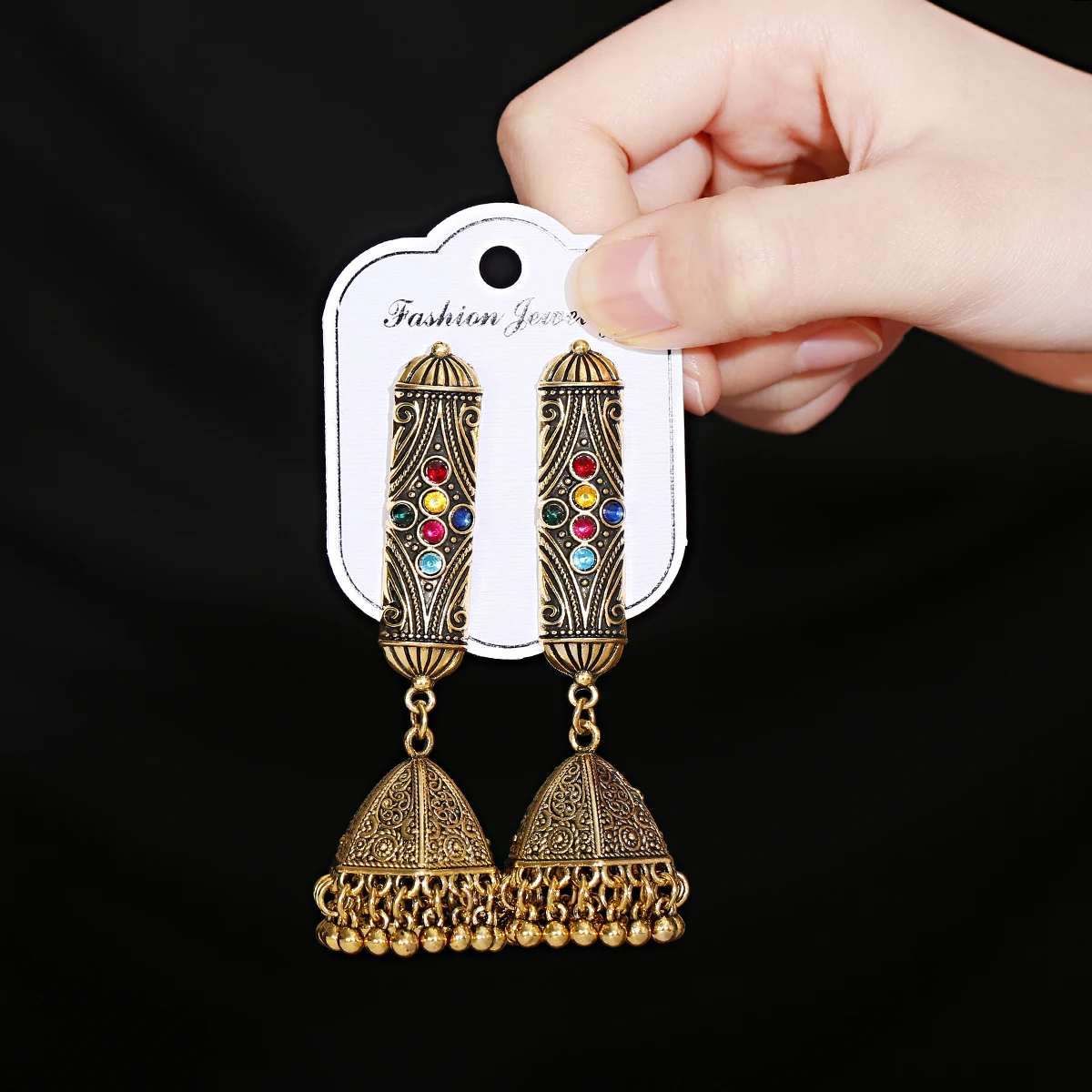 Индийские женские серьги Jhumka цыганские украшения в стиле бохо винтажные