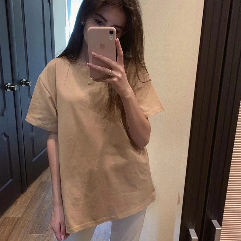 

Alien Kitty 2021 New Summer T Shirt Women Soft Free Loose Hot Sale Solid Fresh Casual Natural Short Basic Shirts 4 Colors
