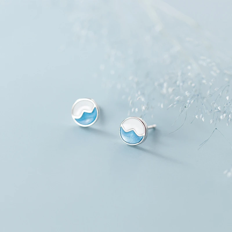 Женские серьги гвоздики из серебра 925 пробы с глазурью|Серьги-гвоздики| |