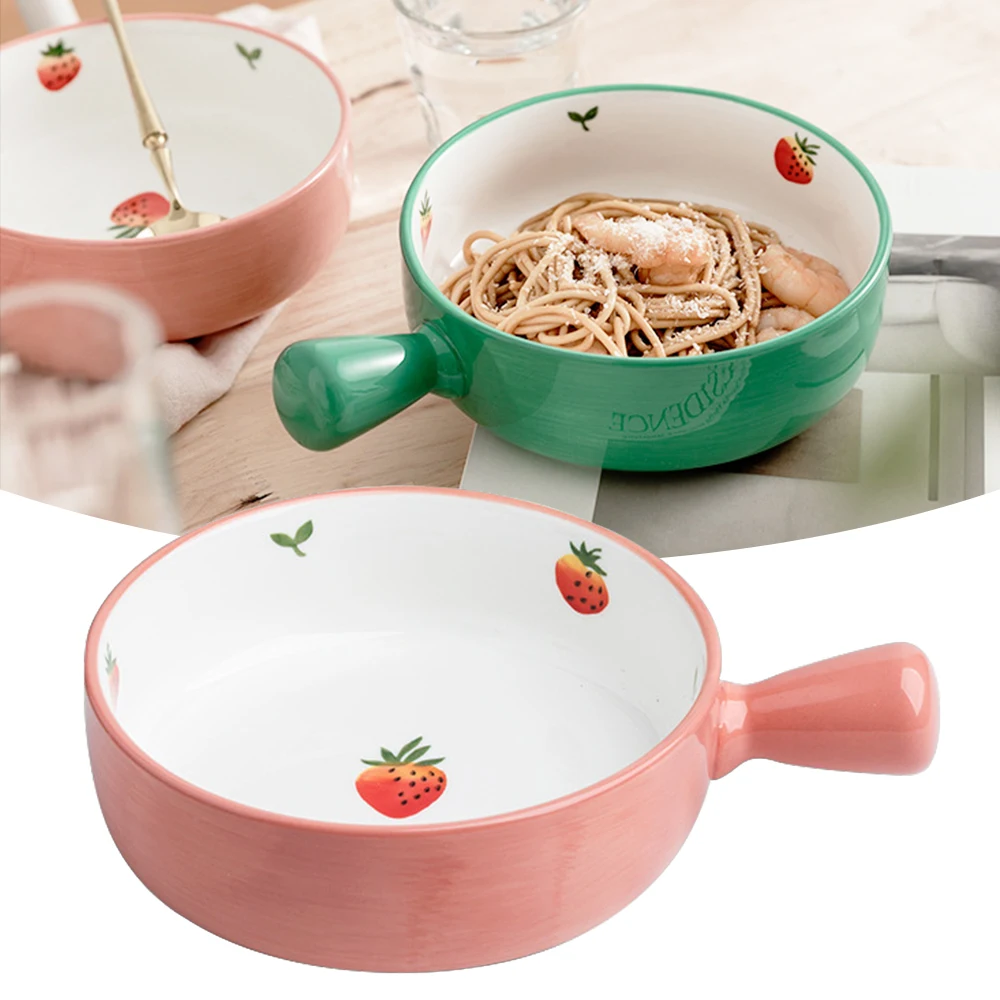 Салатная чаша чаши для супа с ручками 600 мл керамические узором клубники столовые