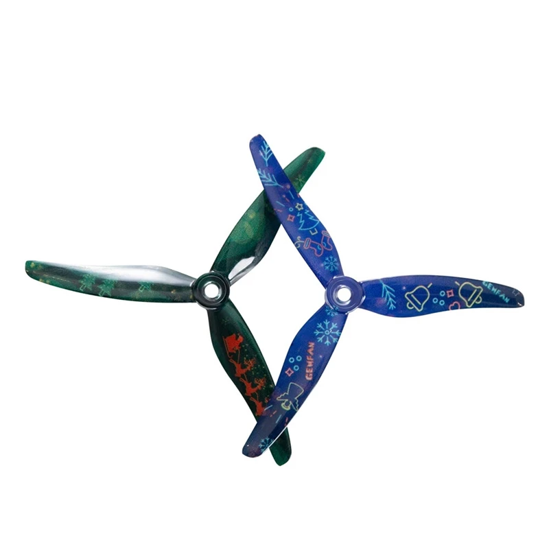 

2 Pairs Gemfan Christmas Prop Hurrican 51433 5.1 Inch 3-Blade Xmas Propeller w/ M5 Hole for RC Drone FPV Racing DIY Accs