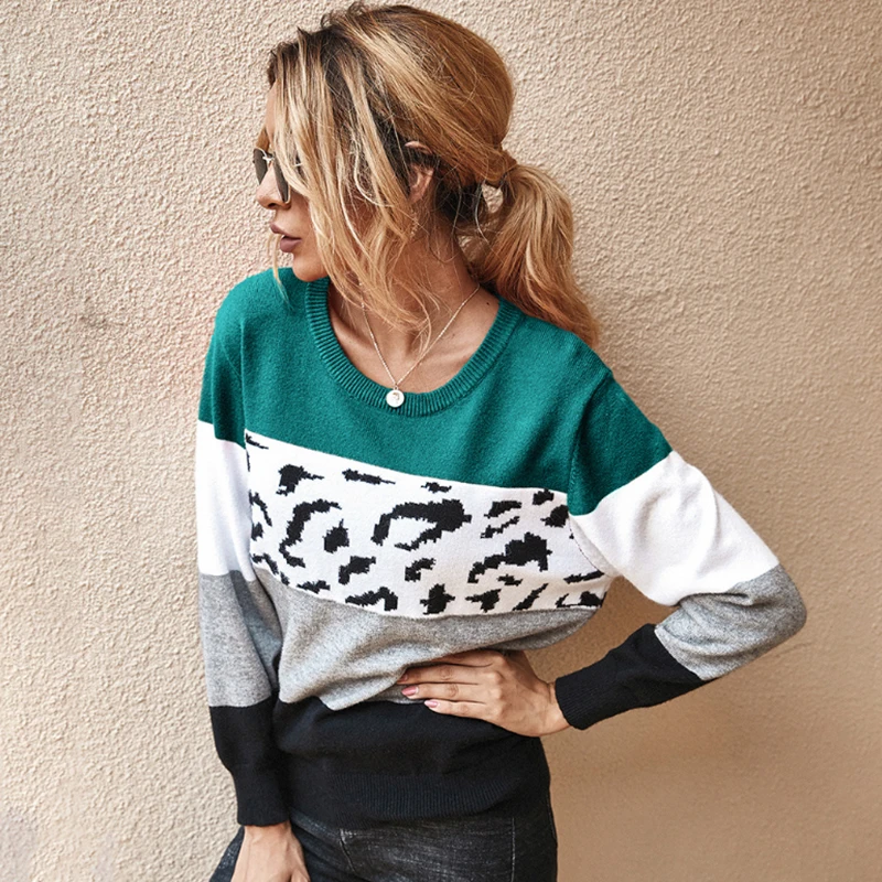 

Осенние женские свитера 2020, повседневные свободные вязаные топы с круглым вырезом и длинными рукавами, Модный женский Свитер оверсайз