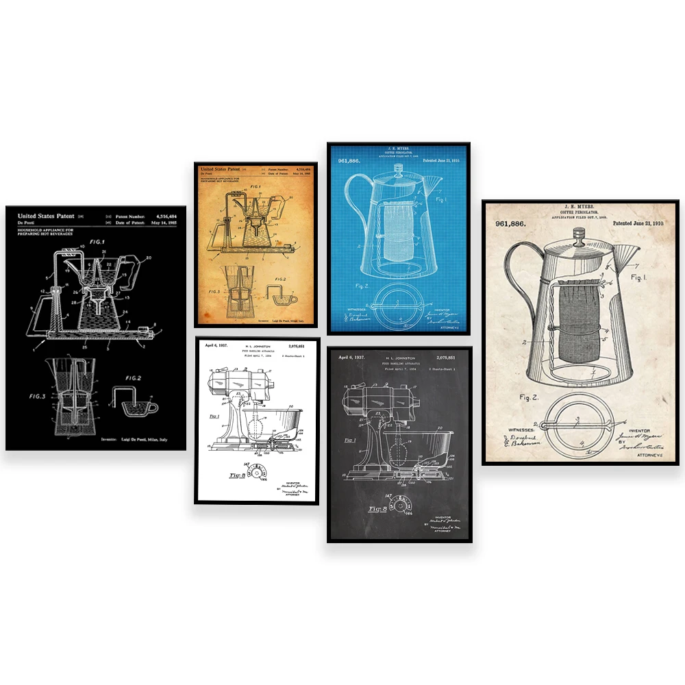 Итальянская кофемашина 1985 кофейник 1910 кухонный миксер 1937 запатентованная печать